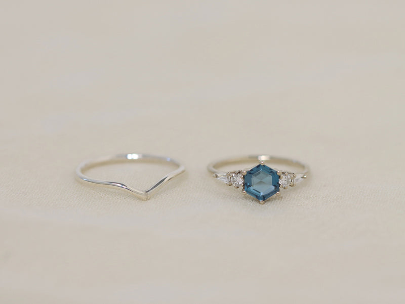 The Huntington Ring Bridal Set in London Blue Topaz