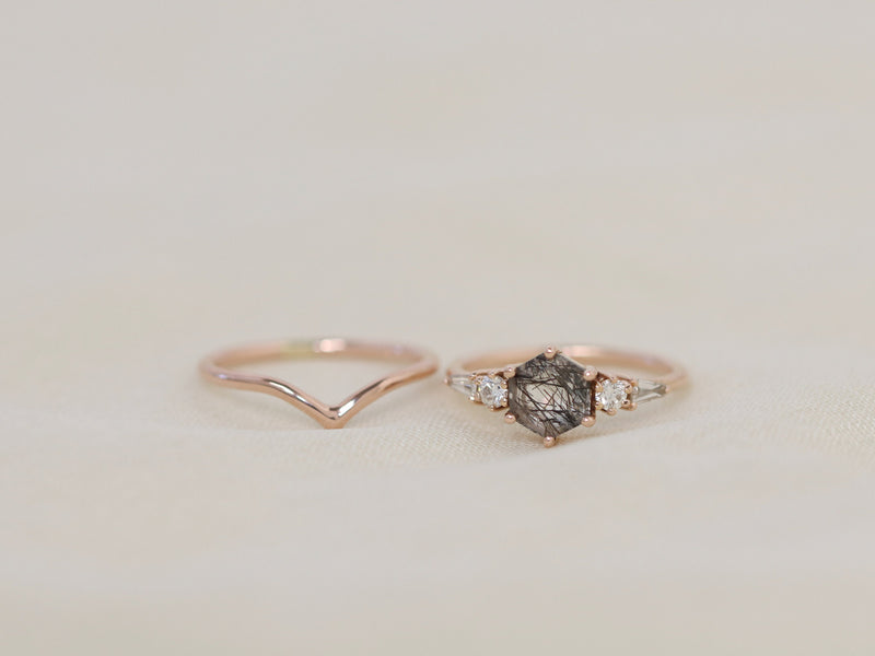 The Huntington Ring Bridal Set in Tourmalinated Quartz
