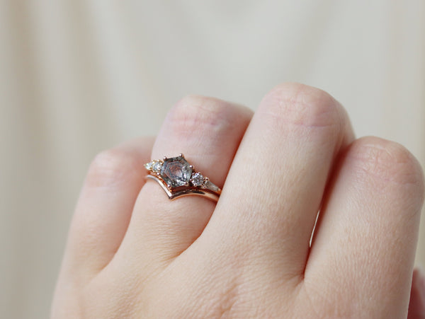 The Huntington Ring Bridal Set in Tourmalinated Quartz