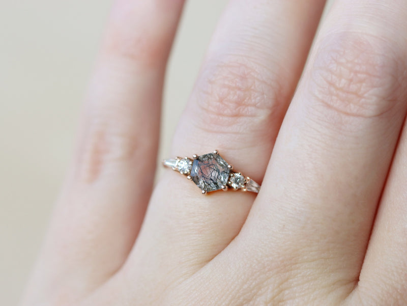 The Huntington Ring Bridal Set in Tourmalinated Quartz