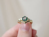 The Huntington Ring Bridal Set in Moss Agate