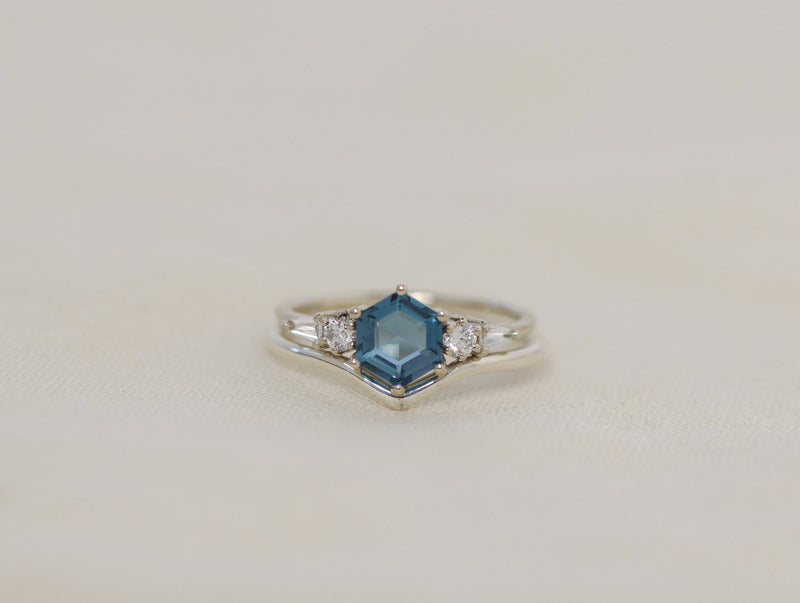 The Huntington Ring Bridal Set in London Blue Topaz