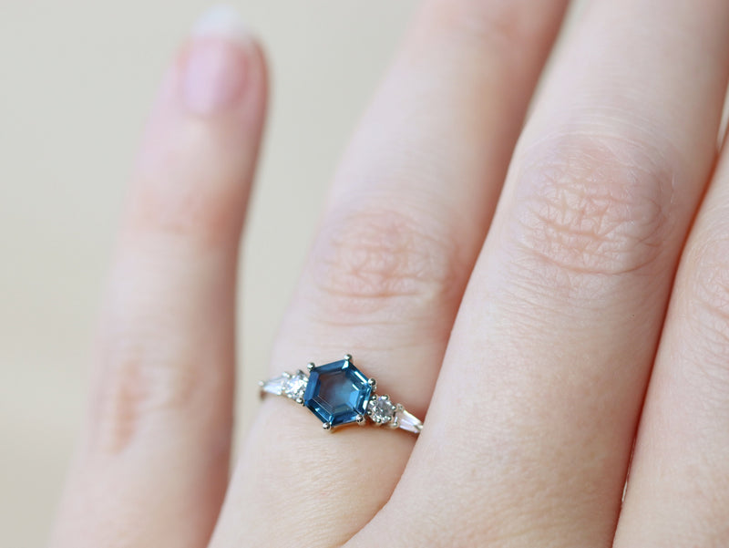The Huntington Ring Bridal Set in London Blue Topaz