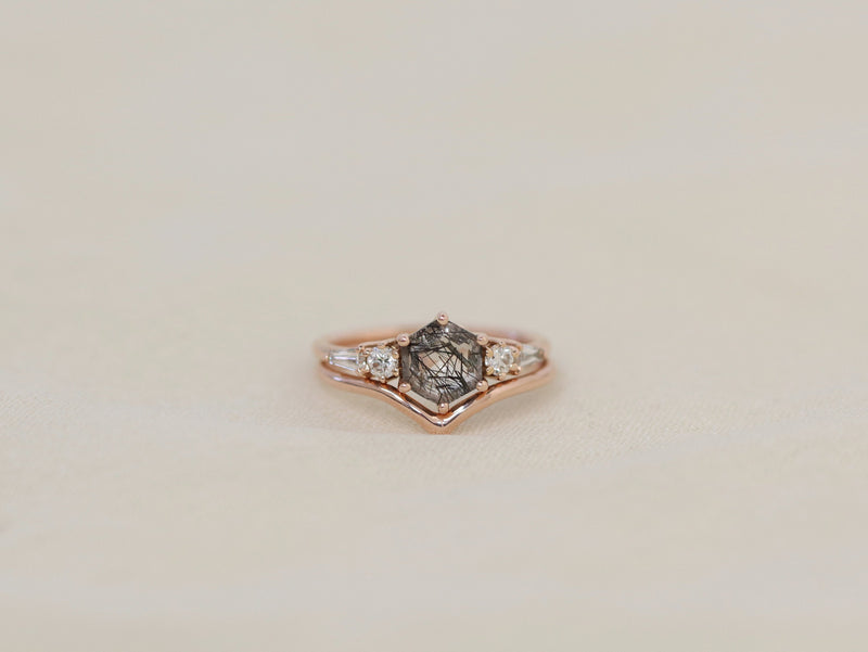 The Huntington Ring Bridal Set in Tourmalinated Quartz