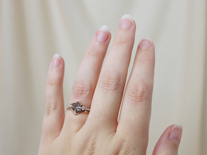 The Huntington Ring Bridal Set in Tourmalinated Quartz
