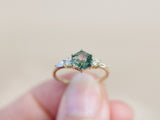 The Huntington Ring Bridal Set in Moss Agate