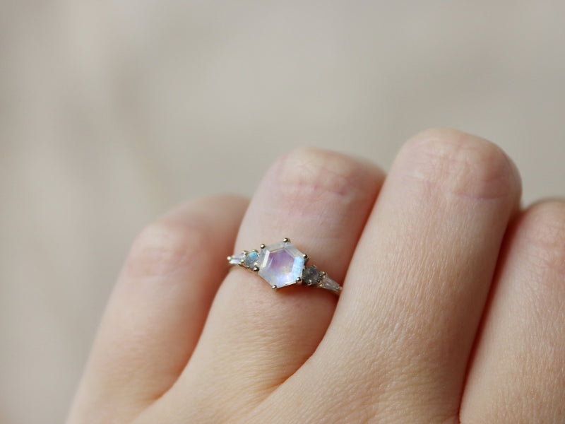 The Huntington Ring in Moonstone and Labradorite