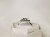 Trilogy Ring with Tourmalinated Quartz and London Blue Topaz
