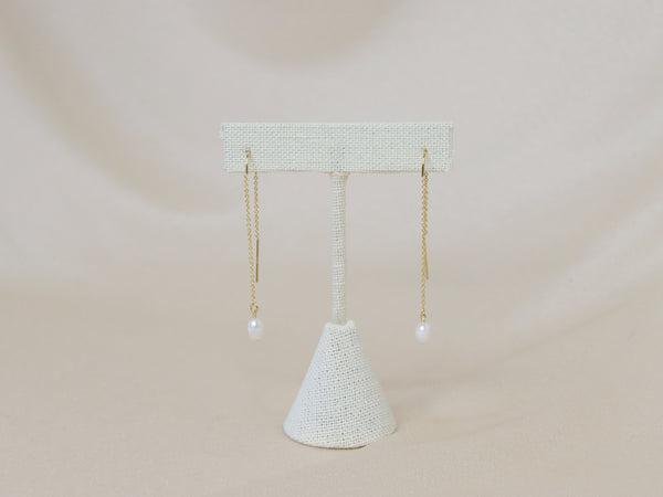 Delicate Pearl Threader Earrings