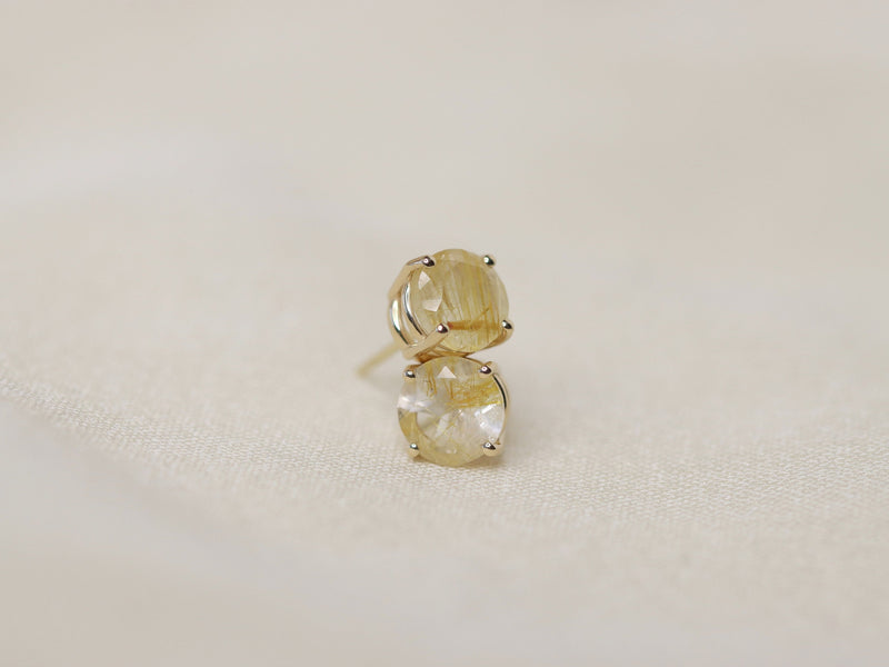 Golden Rutilated Quartz Stud Earrings