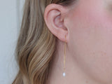 Delicate Pearl Threader Earrings