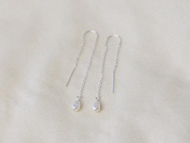 Delicate Pearl Threader Earrings