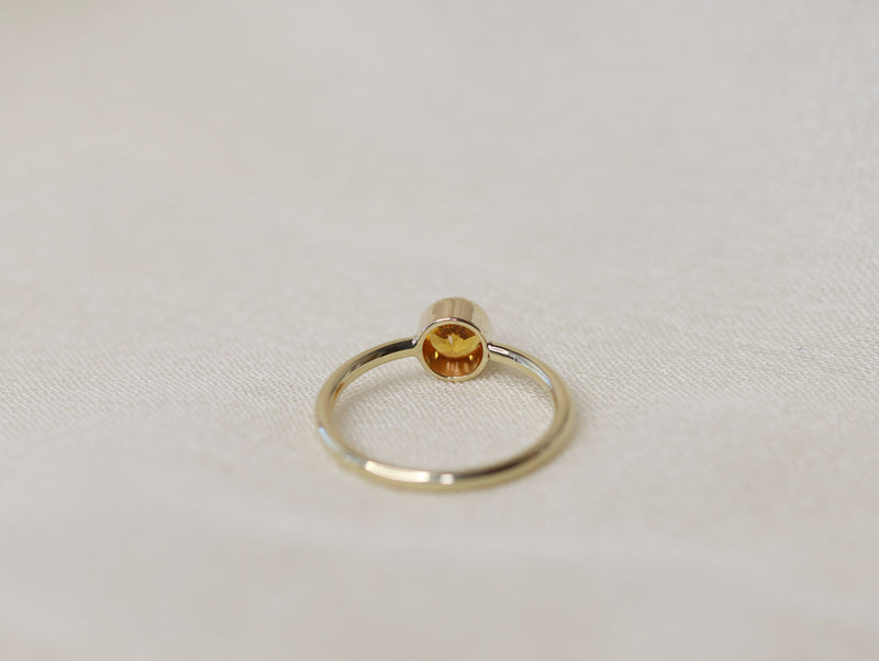 Bezel Set Spessartite Garnet Solitaire Ring