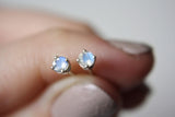 Moonstone Stud Earrings, 3mm Round Moonstone Studs